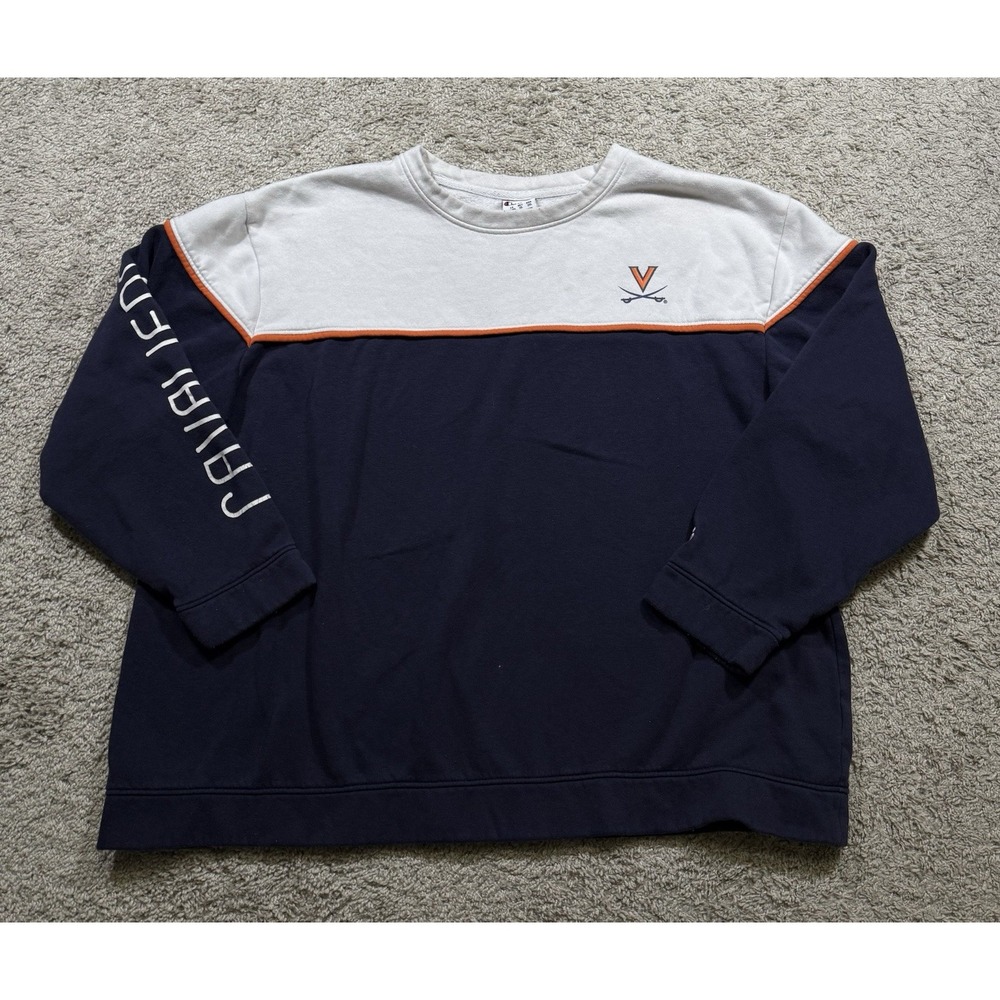 Champion UVA University Of Virginia Cavaliers Colorblock Crewneck Preppy XL